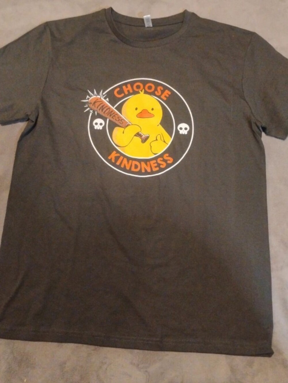 Pampling Black Choose Kindness Ironic Duck Graphic Tee Shirt - M